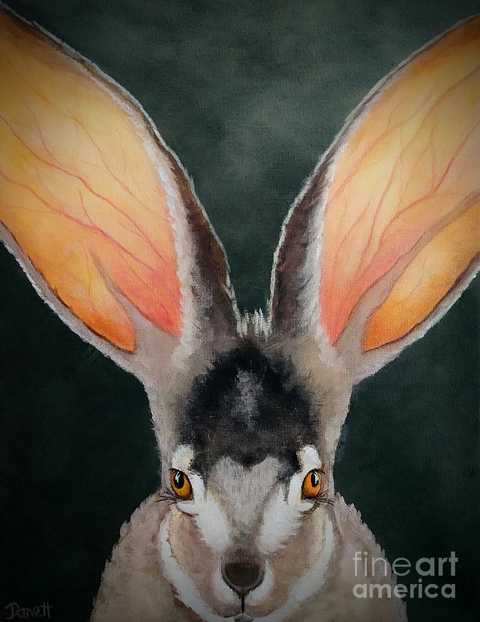 Animal Painting - Oh My What Big Ears You Have- The Jackrabbit by Danett Britt