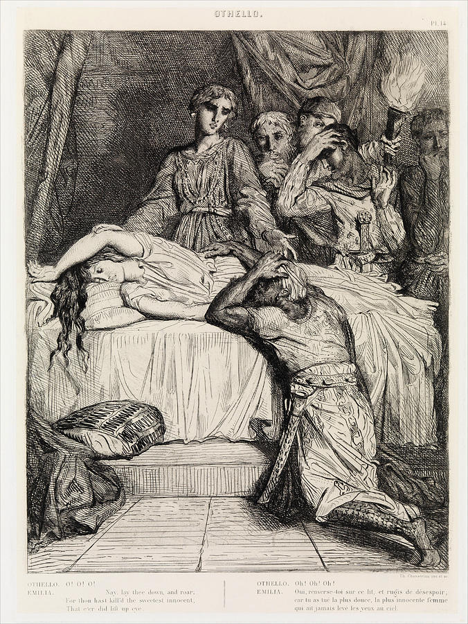  Oh Oh Oh  , plate 14 from Othello  Act 5, Scene 2  Drawing by Theodore Chasseriau