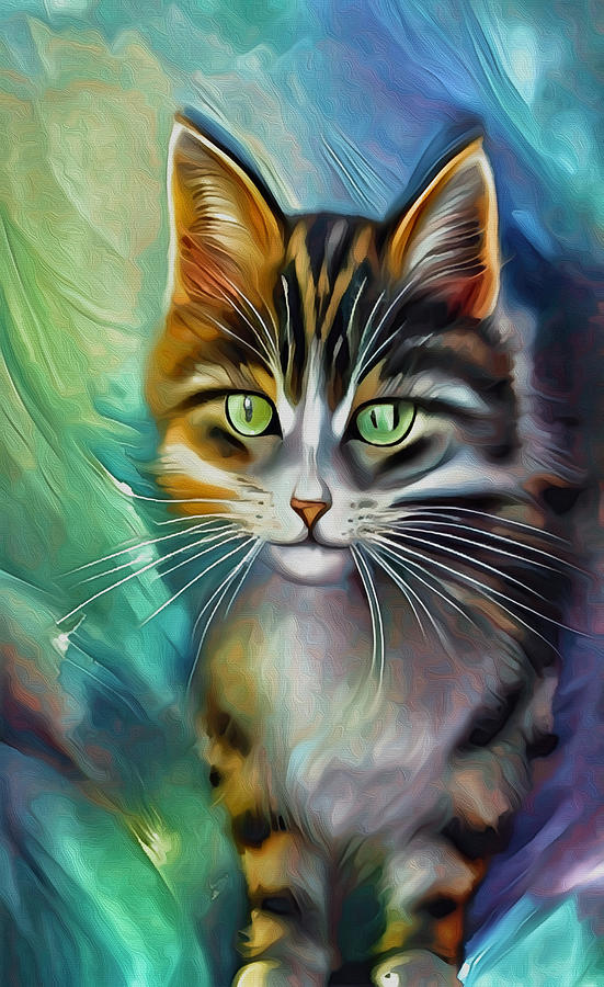 Oh so pretty Tabby Cat Mixed Media by Ann Leech