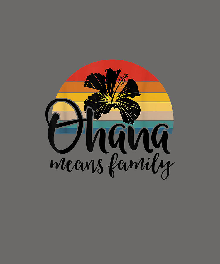 Ohana Means Family Hawaii Hibiscus Flower 70s Retro Hawaiian Drawing by