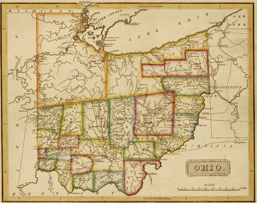 Ohio 1817 Drawing by Vintage Maps Ohio 1817 Drawing by Vintage Maps