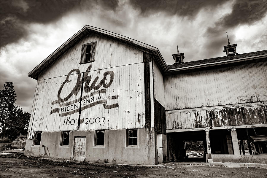 Montgomery County Photograph - Ohio Bicentennial Barn - Montgomery County - Sepia by Gregory Ballos