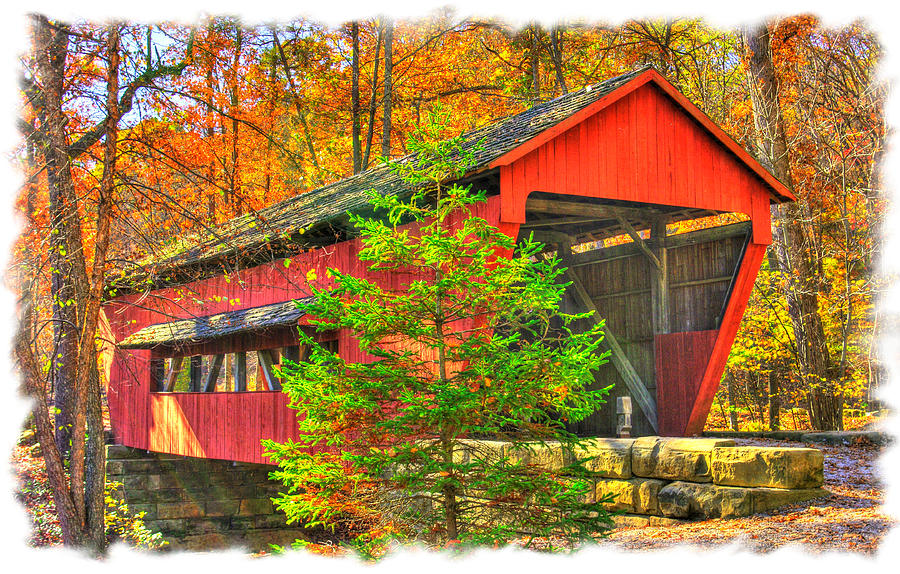 Ohio Country Roads - George Hutchins Covered Bridge - Alley Park, Lancaster, Fairfield County Photograph by Michael Mazaika