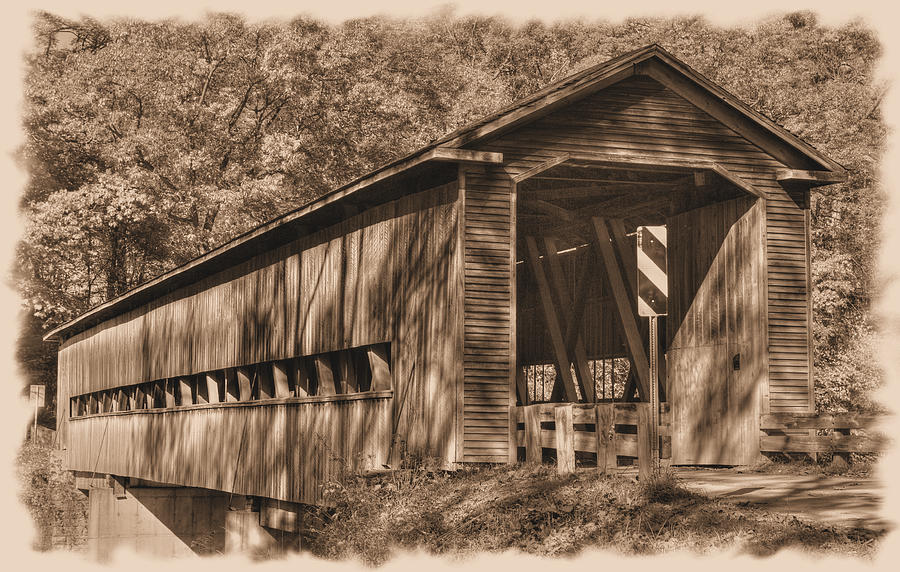 Ohio Country Roads - Middle Road Covered Bridge Over West Branch Conneaut Creek #6BS, Ashtabula Cty Photograph by Michael Mazaika
