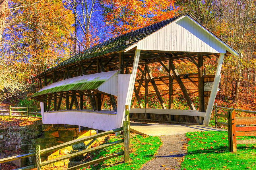 Ohio Covered Bridges - Mink Hollow Covered Bridge No. 6 Over Arney Run - Fairfield County Photograph by Michael Mazaika