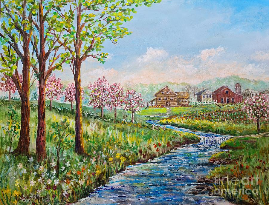 Ohio Farm Spring Painting by Lou Ann Bagnall