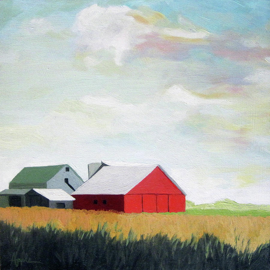 Ohio Farmland- Red Barn Painting by Linda Apple