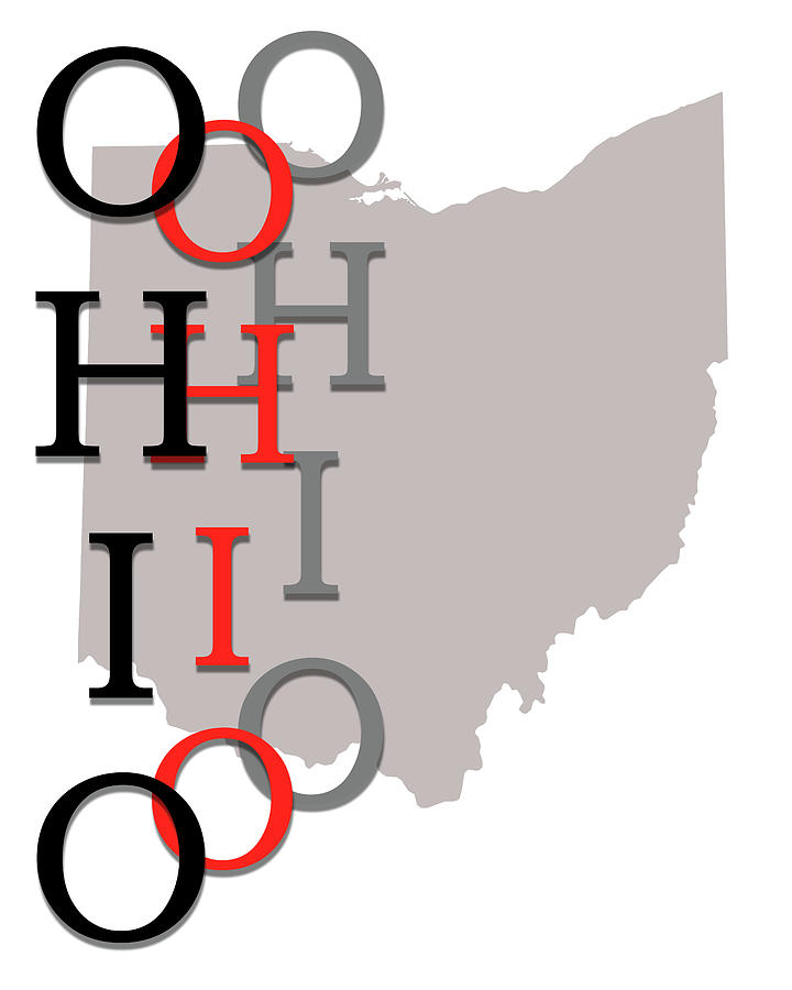 Ohio Map Typography Digital Art by Dan Sproul