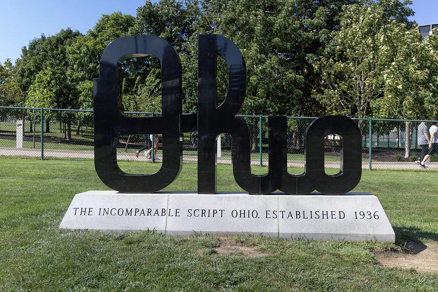 Ohio script statue at Ohio State University Photograph by Eldon McGraw