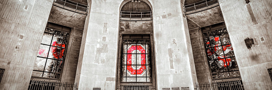 Black And White Photograph - Gateway To Ohio Greatness Panorama - Warm Selective Color Edition by Gregory Ballos