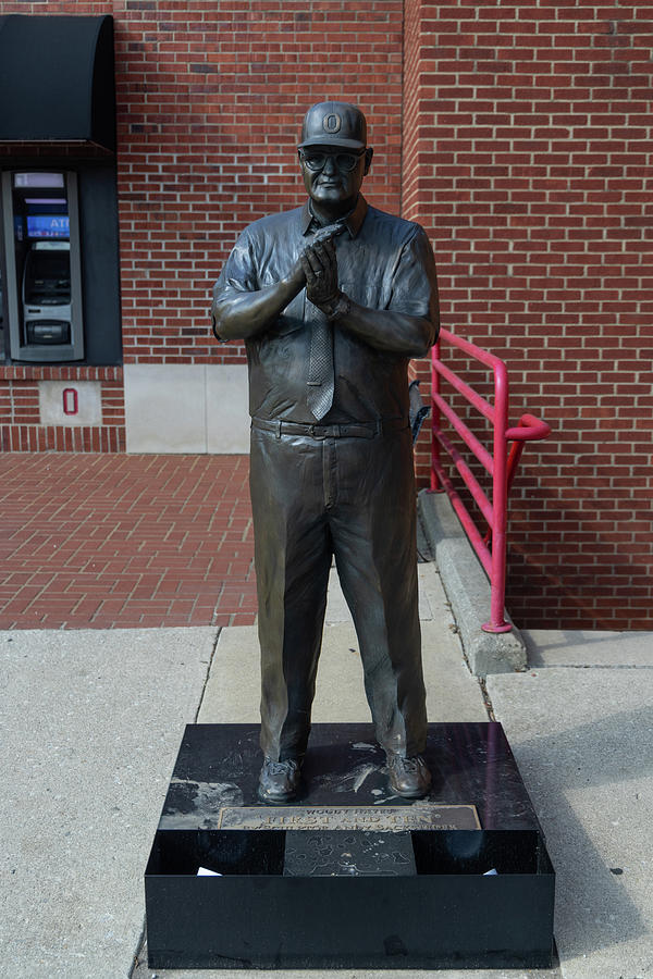 Ohio State football coach Woody Hayes statue Photograph by Eldon McGraw
