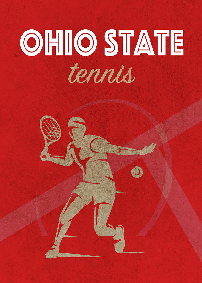 Tennis Mixed Media - Ohio State Tennis College Sports Vintage Poster by Design Turnpike