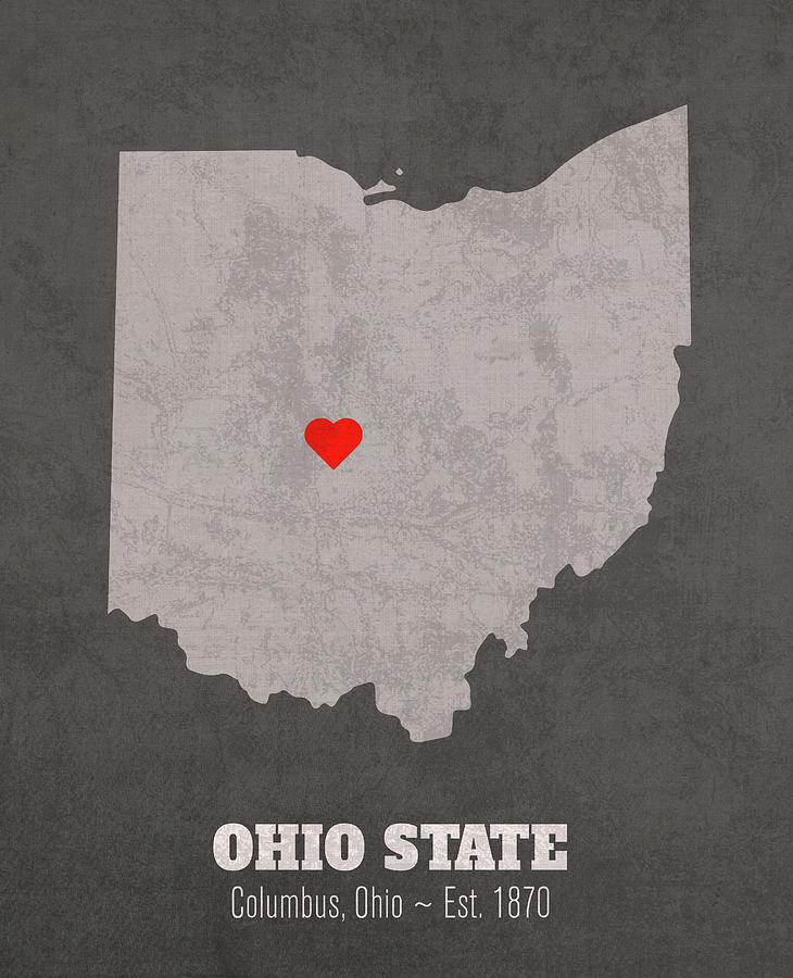 Ohio State University Mixed Media - Ohio State University Columbus Ohio Founded Date Heart Map by Design Turnpike