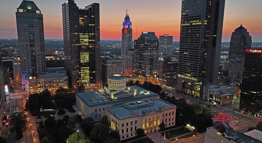 Ohio Statehouse and Columbus Skyline Photograph by Doral Chenoweth