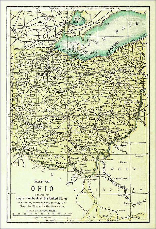 Ohio Vintage Map 1891 Photograph by Carol Japp - Fine Art America