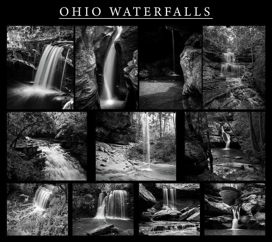 Ohio Waterfalls Collage Black And White Photograph by Dan Sproul