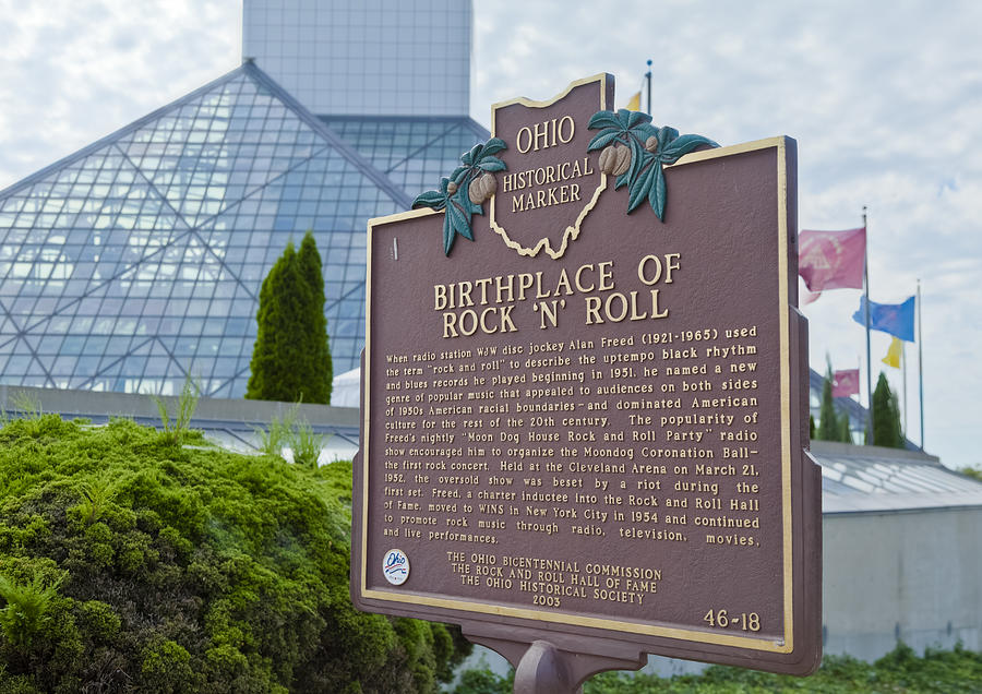 Ohios Birthplace of Rock and Roll Hall Historical Marker Photograph by Drnadig