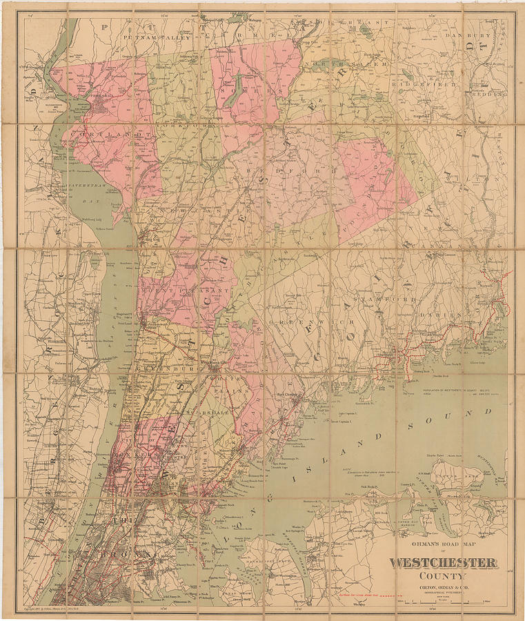 Ohman s Road Map of Westchester County New York Painting by Colton Ohman Co  Fine Art America