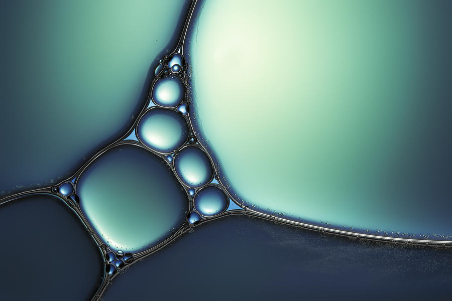 Oil & Water - Abstract Blue Turquoise Macro Background Photograph by ThomasVogel