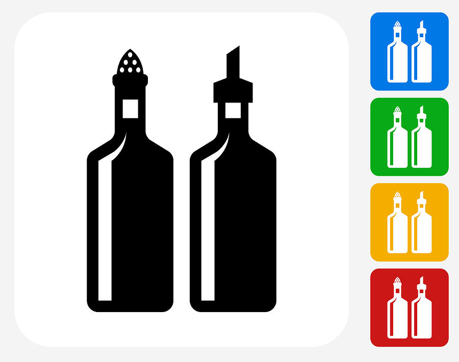 Oil and Vinegar Icon Flat Graphic Design Drawing by Bubaone