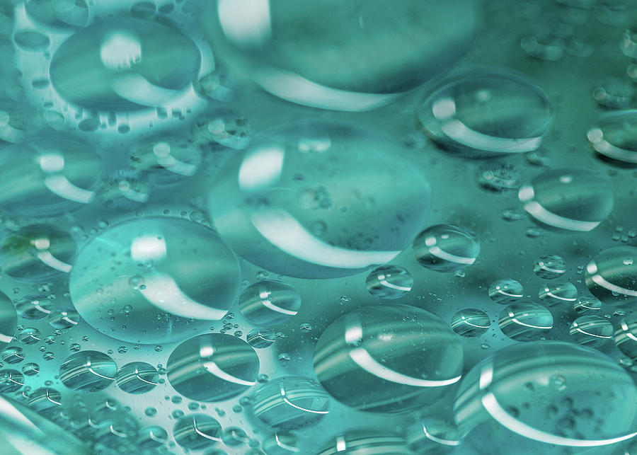 Oil and Water Abstract in Teal Photograph by Amelia Pearn