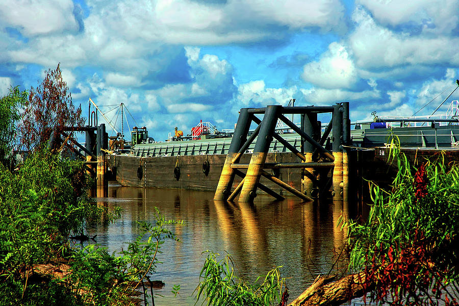 Oil Barge on the Mississippi Photograph by Anthony M Davis