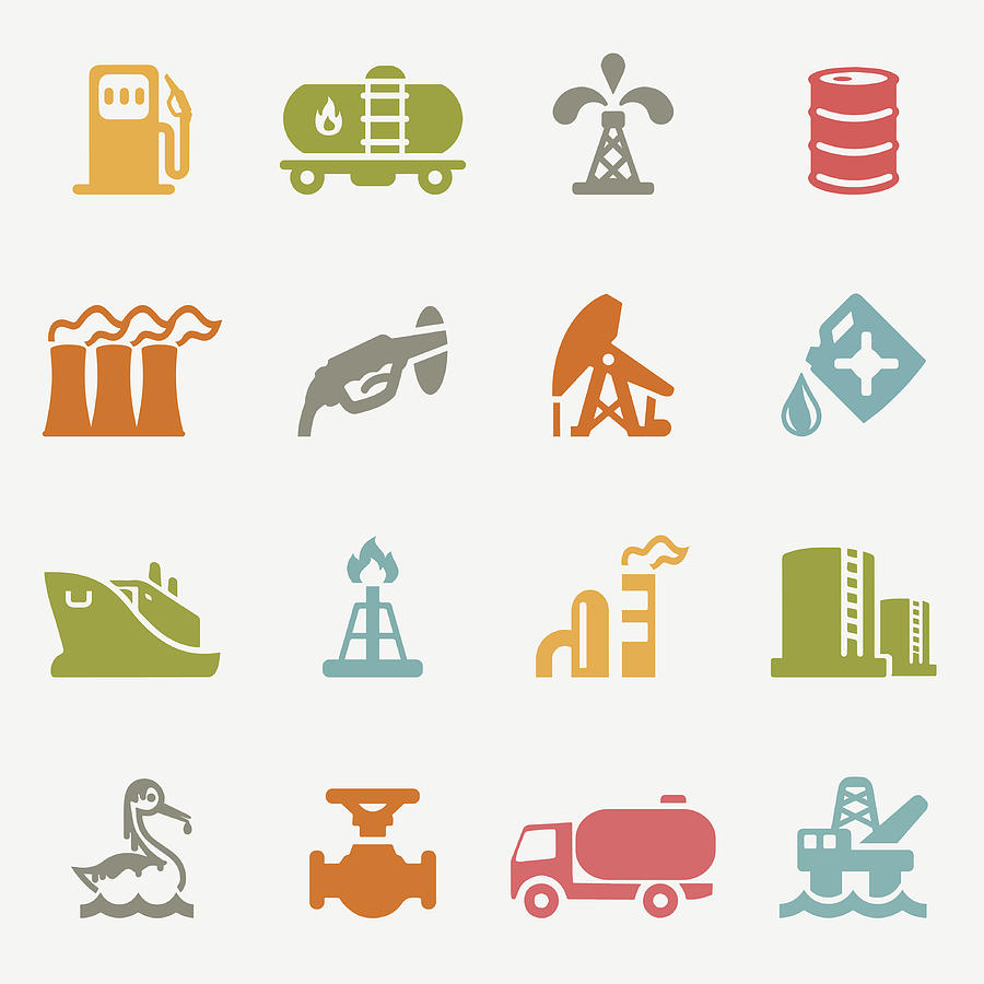 Oil Industry color variation icons | EPS10 Drawing by LueratSatichob