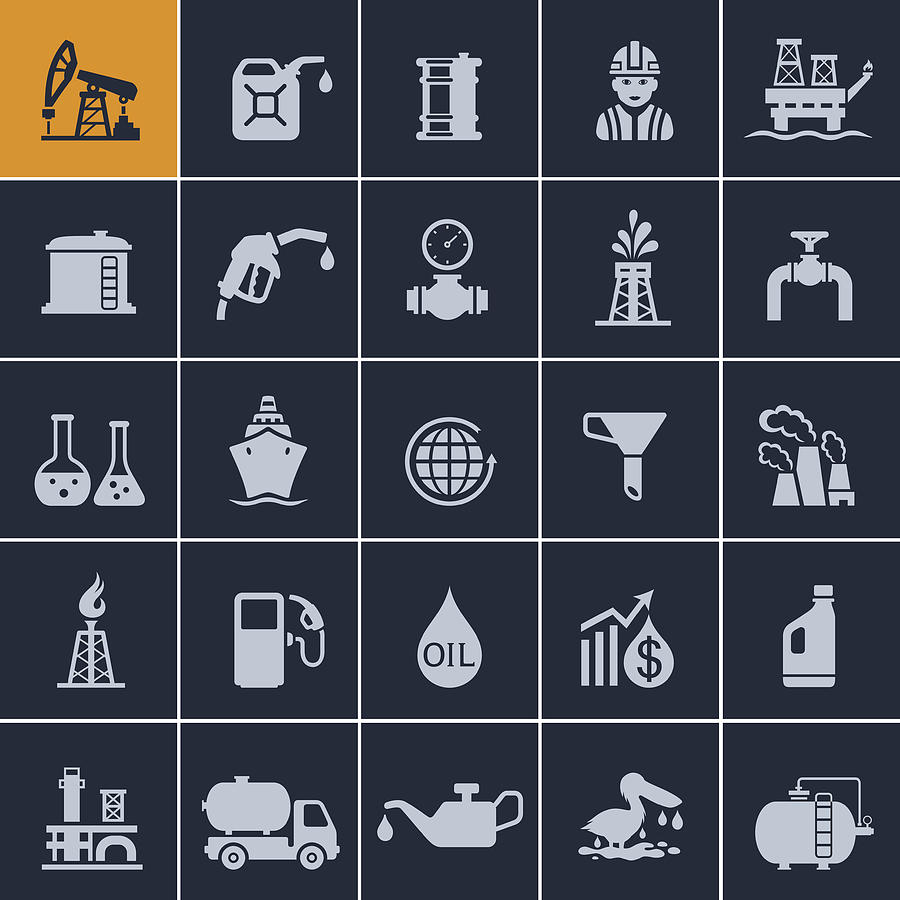 Oil Industry Icon Set Drawing by AlonzoDesign