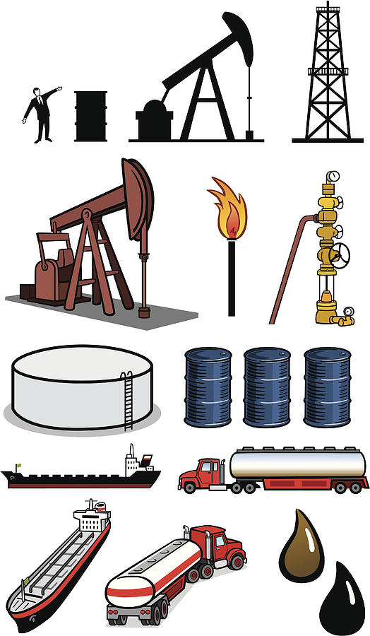 Oil Industry Icons Drawing by Artpuppy
