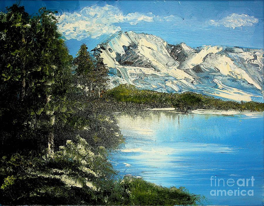 Oil Landscape Mountains and Trees Painting by Valerie Shaffer