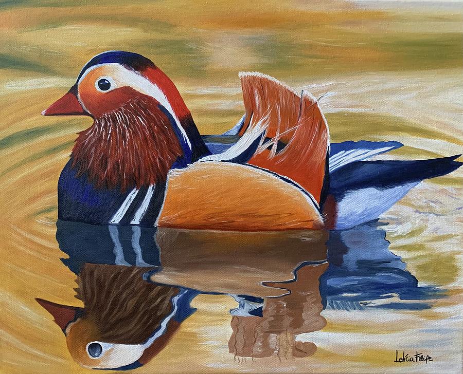 Oil painting mandarin duck Painting by Leticia Felipe - Fine Art America