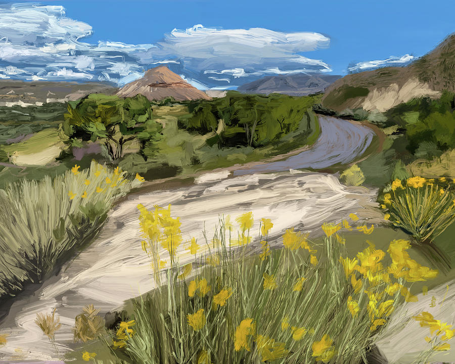 Oil Painting of Chama River and Cerrito Blanco in Abiquiu Rio Arriba County New Mexico  Painting by Silvio Ligutti