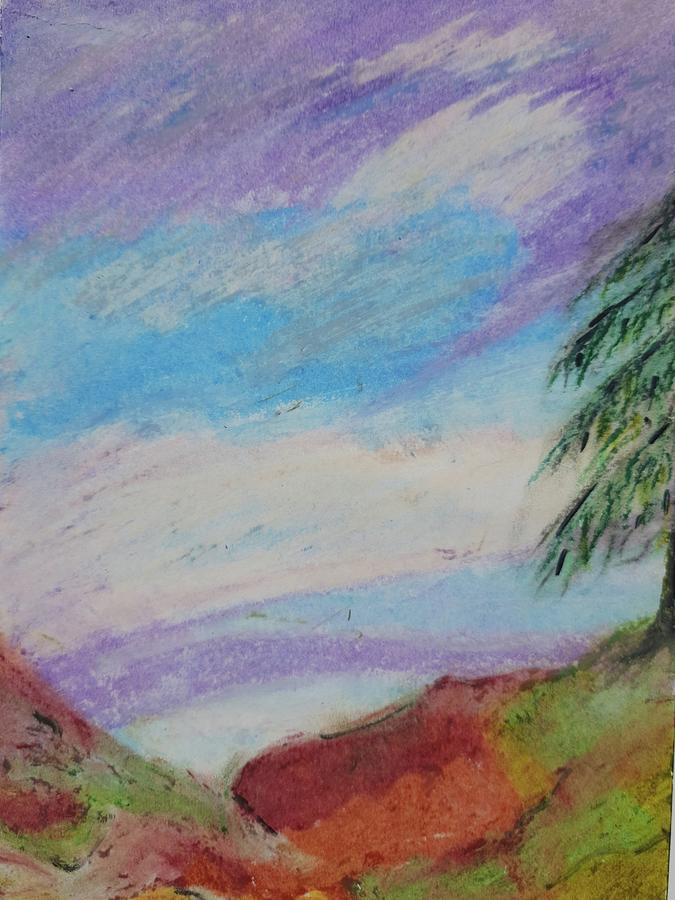Simple Landscape - Drawing scenery using oil pastel - How to use oil pastels  - oil pastel lesson - YouTube