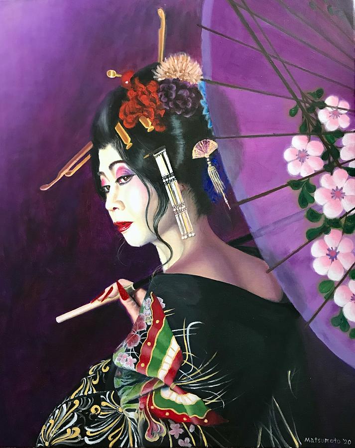 Oiran Glance Painting by Edi Matsumoto