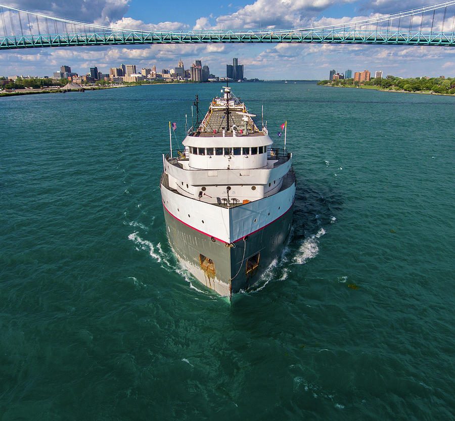 Ojibway Downbound at Detroit Photograph by Gales Of November