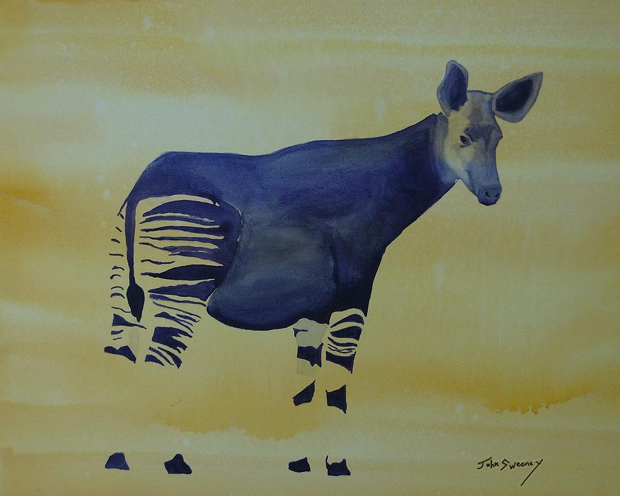 Okapi watercolor Painting by John Sweeney