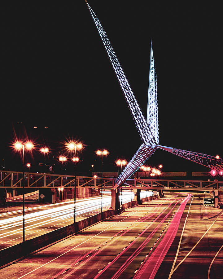Oklahoma City Photograph - OKC Scissor-Tailed Flycatcher Sculpture and Skydance Bridge by Gregory Ballos