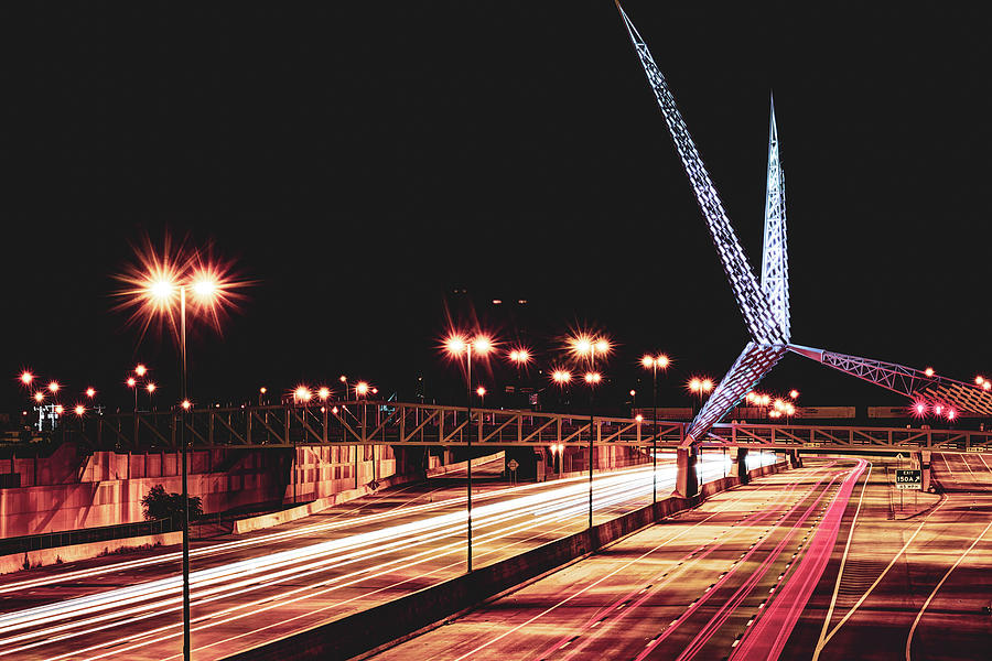 Oklahoma City Photograph - OKC Scissor-Tailed Flycatcher Sculpture and Skydance Bridge Over I-40 by Gregory Ballos