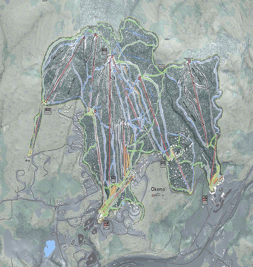 Okemo Ski Resort Map Digital Art by Powder Addicts