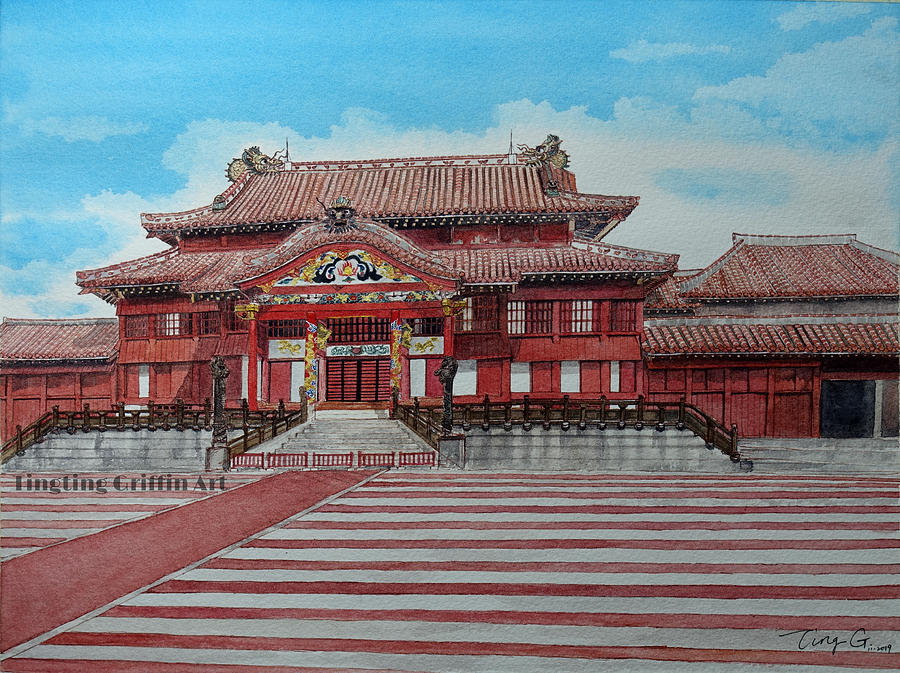 Okinawa Shuri Castle Painting by Tingting Griffin