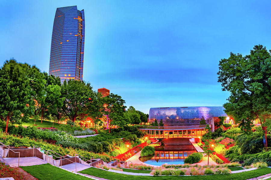 Oklahoma City Photograph - Oklahoma City Myriad Botanical Gardens and Skyline by Gregory Ballos