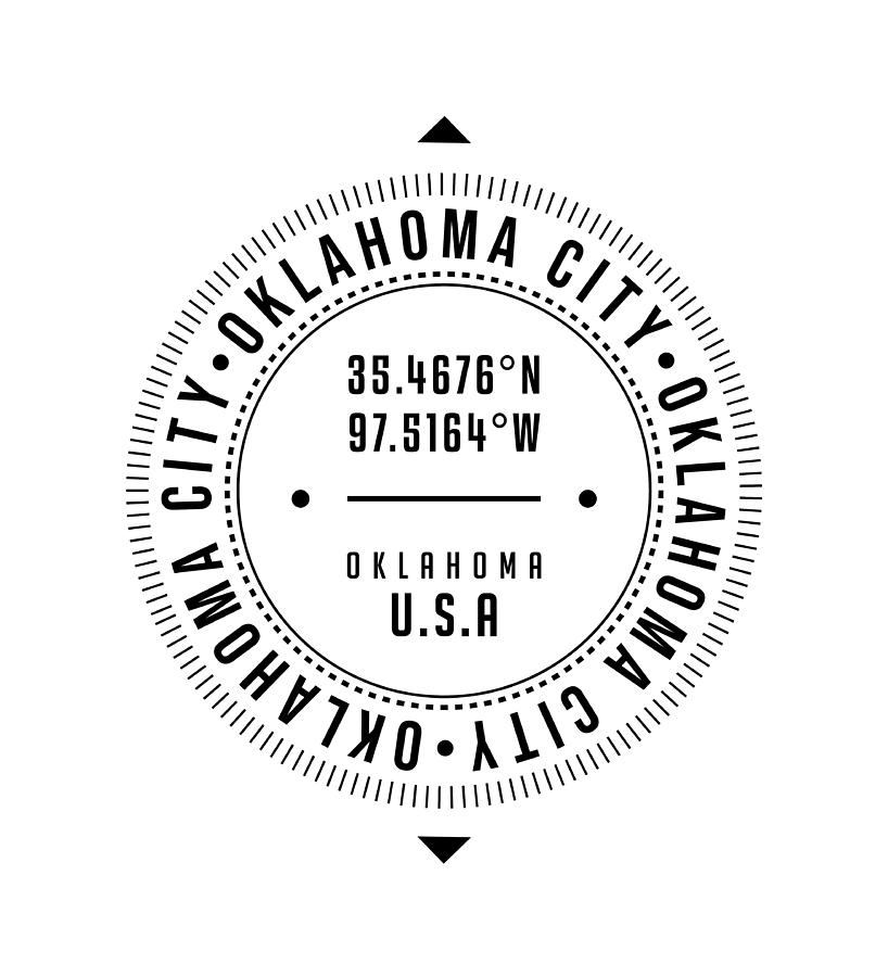 Oklahoma City Digital Art - Oklahoma City, Oklahoma, USA - 1 - City Coordinates Typography Print - Classic, Minimal by Studio Grafiikka