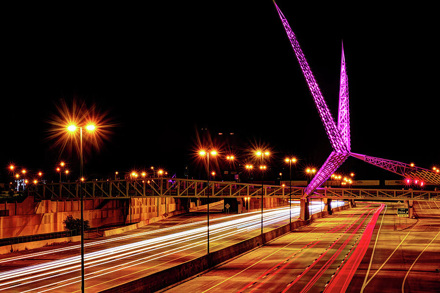 Oklahoma City Photograph - Oklahoma City Skydance Pedestrian Bridge At Night by Gregory Ballos