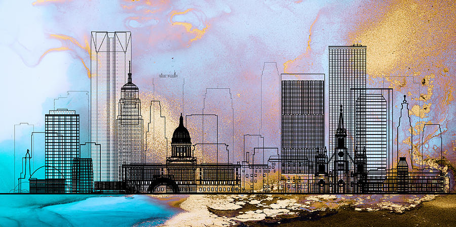 Oklahoma City Skyline 01 Painting by Miki De Goodaboom