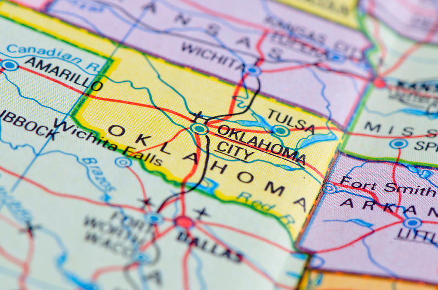 Oklahoma map Photograph by Yorkfoto