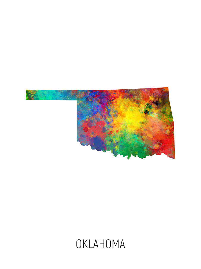 Oklahoma Watercolor Map #01 Digital Art by Michael Tompsett