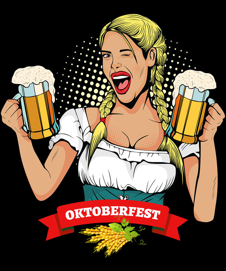 Oktoberfest German Waitress Kellner Digital Art by Flippin Sweet Gear