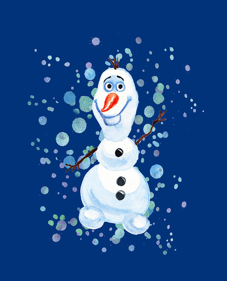 Olaf My Friend Happy Cute Snowman Watercolor  Painting by Irina Sztukowski