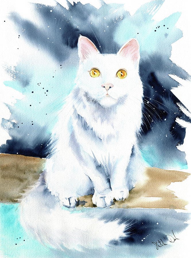 Olaf White Cat Painting Painting by Dora Hathazi Mendes