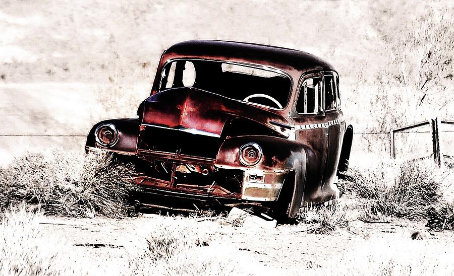 Old Abandon Car In Goldfield,NV  Digital Art by Fred Loring
